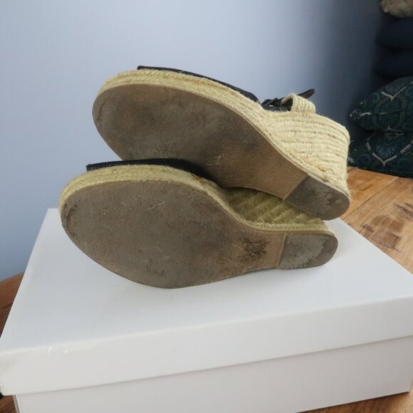 STEVE MADDEN BLACK FABRIC WOVEN WADE WEDGE SANDAL SIZE 9 - Picture 4 of 8